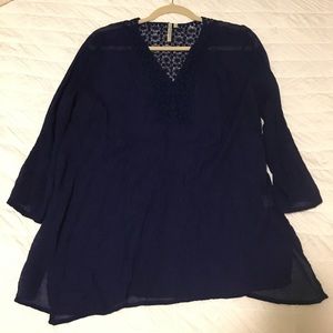 Navy blue linen tunic